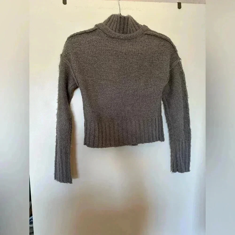 Free People Cropped Grey Sweater